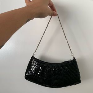 Black Metal Sequin Mini Purse